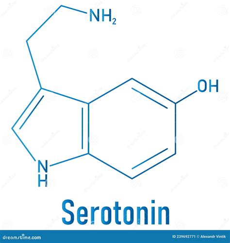Molécula De Neurotransmissor Serotonina Fórmula Esquelética Estrutura Química Ilustração Do