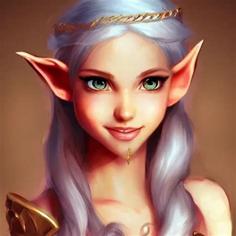 Very Beautiful Elf Princess Smiling Flirty Eye Stable Diffusion