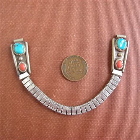 Vintage Sterling Silver NAVAJO Coral Turquoise Watch Band 24 50