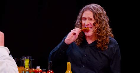 Weird Al Yankovic Eating Hot Wings During Interview