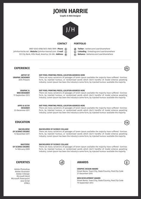 Free resume template download for word. 45 Free Modern Resume / CV Templates - Minimalist, Simple ...