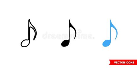 Eighth Note Icon Of 3 Types Color Black And White Outline Isolated