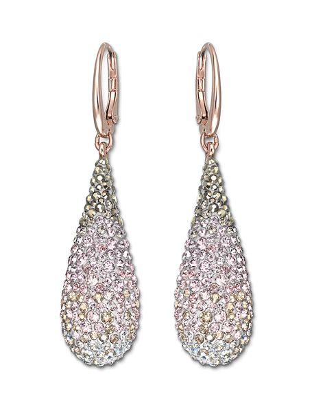 Lyst Swarovski Rose Gold And Crystal Abstract Nude Drop Earrings In