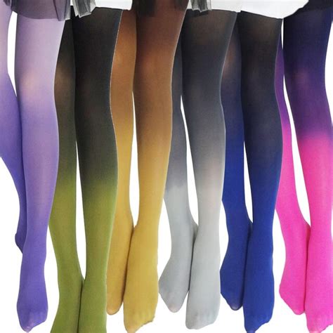New Harajuku Womens 120d Velvet Tights Candy Color Gradient Opaque