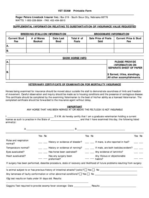 Veterinary Exam Forms Fill And Sign Printable Template Online Us