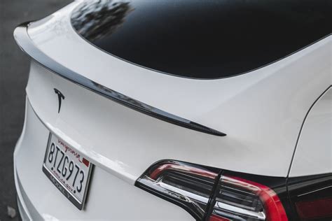 Tesla Model Y Genuine Carbon Fiber Rear Spoiler Oem Style Teslarati