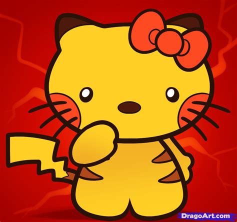 How To Draw Pikachu Hello Kitty Step By Step Hello Kitty Art Hello