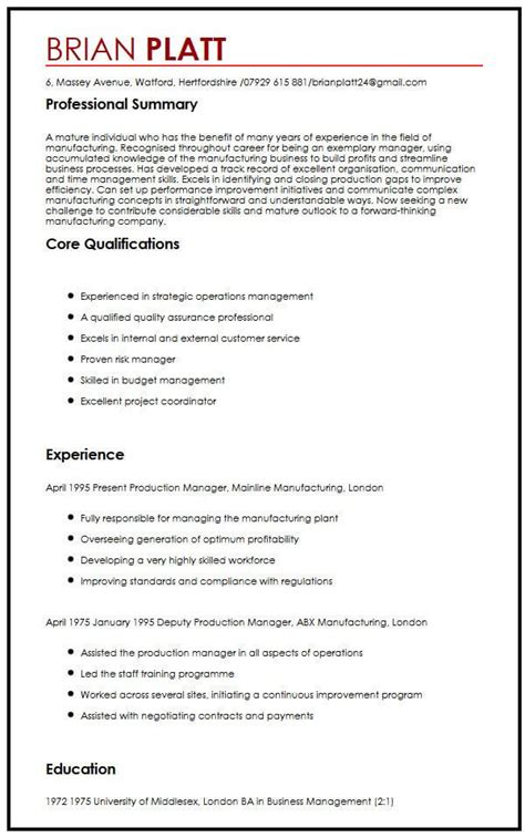 A curriculum vitae (cv) is a formally presented, detailed synopsis of your academic and research experiences and accomplishments. CV Sample for Workers Over 50 - MyPerfectCV