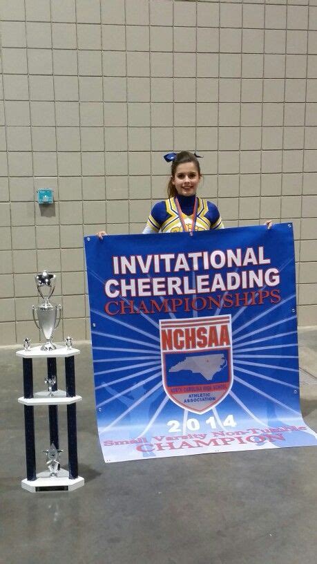 Chyanne With Trophy And Banner Varsity Cheer Varsity Cheer