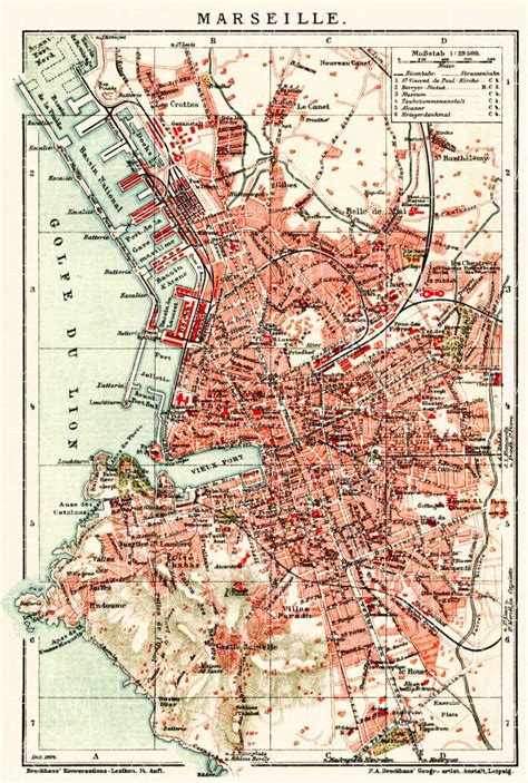 Old Map Of Marseille In 1904 Buy Vintage Map Replica