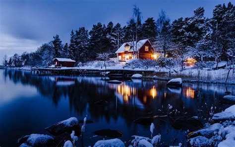 Sweden Nature Wallpaper Winter House Winter Scenery Winter Landscape
