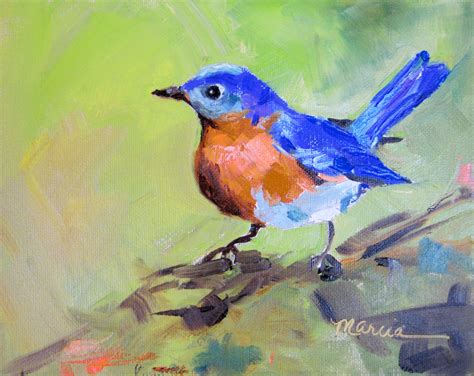 Painting By The Lake Blue Bird Sold