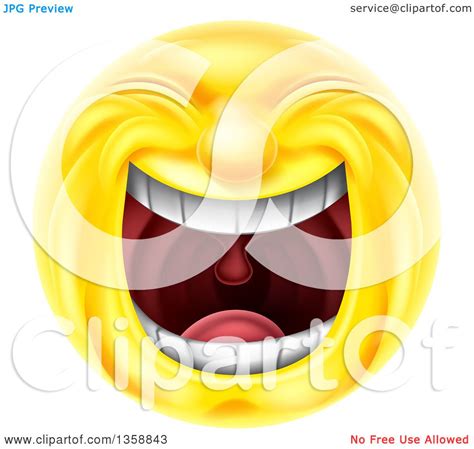 Clipart Of A 3d Yellow Smiley Emoji Emoticon Face Laughing Hysterically
