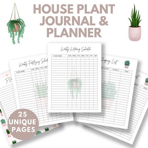 Printable House Plant Journal And Tracker Desert Naturals Essential