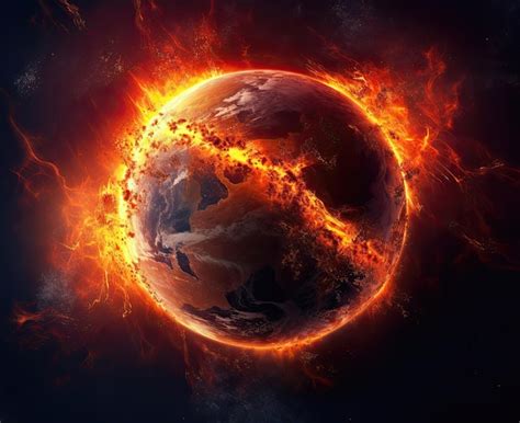 Premium Photo Illustration Of The Planet Earth Burning Burning World Earth