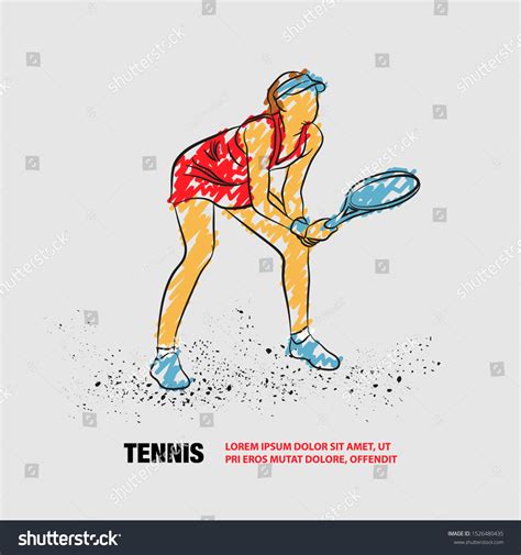 Professional Woman Tennis Player Standing Ready Stock Vector Royalty Free