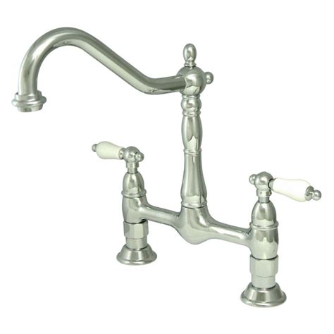 On top of the list, we have the delta single handle faucet. Kingston Brass Heritage 2-Handle Bridge Kitchen Faucet ...