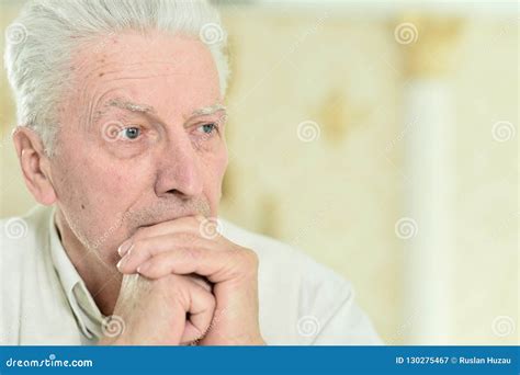 Portrait Of A Thoughtful Senior Man At Home Stock Image Image Of Home