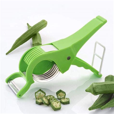 Ultronsoft 2 In 1 Kitchen Vegetable 5 Laser Blade Bhindi Cutter Scissors With Peeler For Chilly