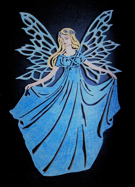 Blue Fairy Wood Art By Tam