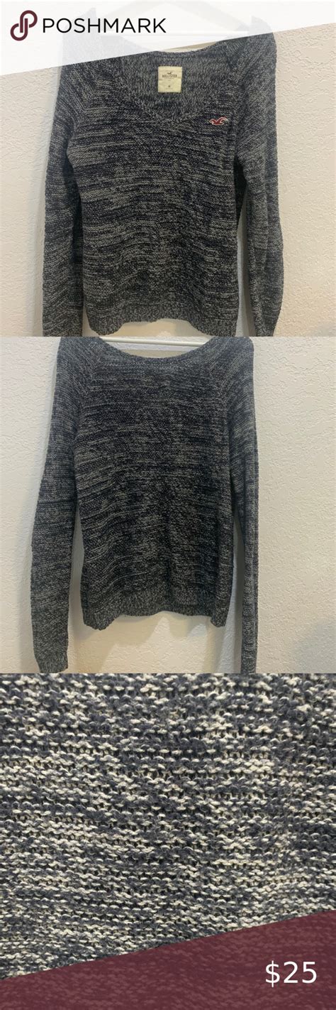 Hollister Knitted Grey Sweater Hollister Knitted Long Sleeve Sweater