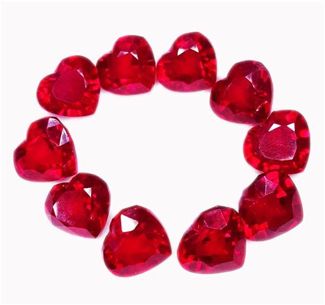 Loose Gemstone Natural Ruby Lot Heart Cut 10 Pcs Certified Etsy Uk