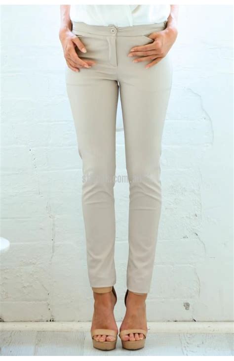 Executive Decision Stretch Tailored Pants In Beige Tailored Pants