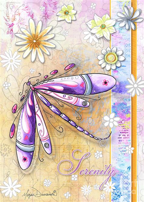 Inspirational Uplifting Dragonfly Art Flowers Serenity By Megan