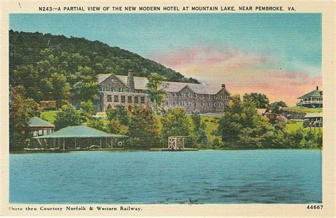 Pembroke Va Mountain Lake The New Modern Hotel Vintage Postcard