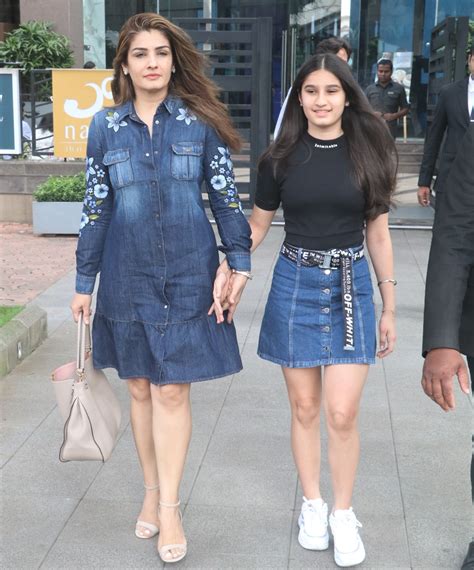 Raveena Tandon And Her Daughter Rasha Twin In Denim As They Step Out For A Lunch Date Masala