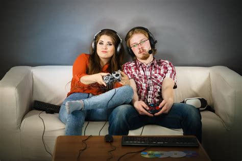 Gaming Couple Playing Games Stock Photo Image Of Entertainment