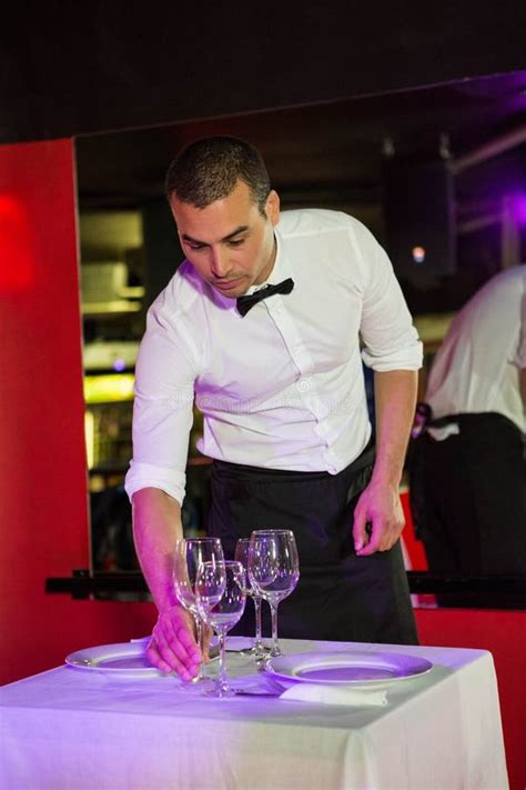 Waiter Setting Table Stock Photo Image Of Food Flowers 5859160