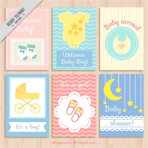 Free Vector Cute Baby Shower Card Collection