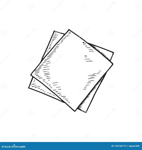 Napkin Dining Room Paper Sketch Isolated Drawing Stock Vector