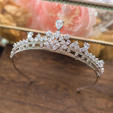 Paved Zircon Crown Full Cubic Zirconia Tiara Cz Tiaras Princess Diadema