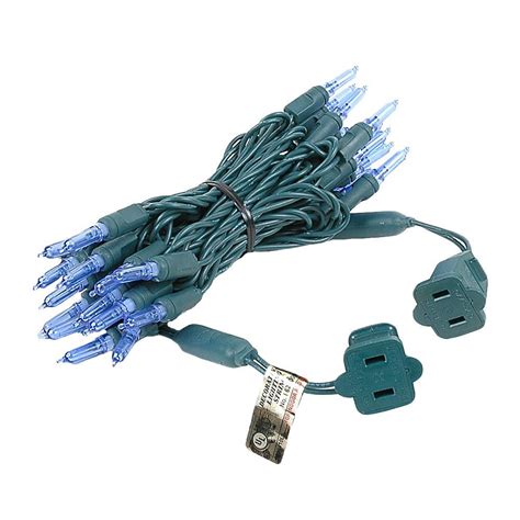Blue 35 Light Traditional Candle Tip Led Christmas Lights On Green Wire