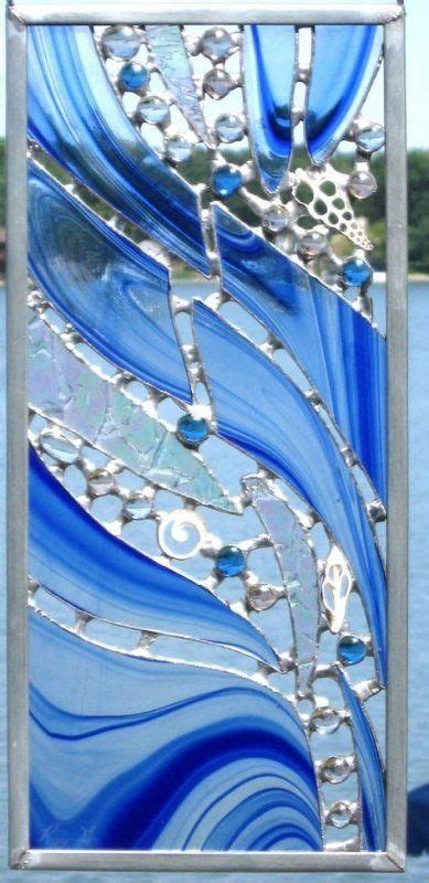 Abstract Beachy Stained Glass Panel Made Stained Glass Panels Stained Glass Art Stained Glass