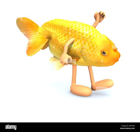 Red Fish With Arms And Legs That Walking 3d Illustration Stock Photo