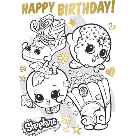 Shopkins Colour In Birthday Card With Poster Sk035 Character Brands
