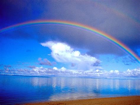 Hd Wallpaper Beach Clouds Rainbow Sea Sky Beauty In Nature Water