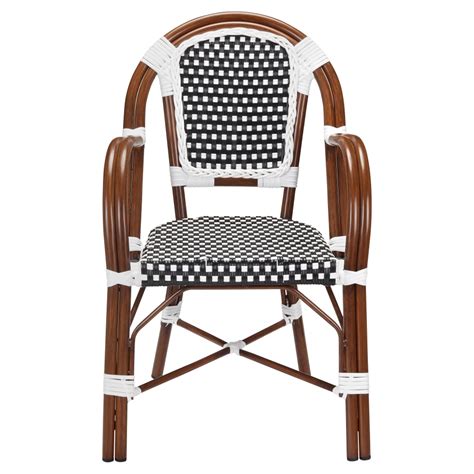 The integration of factory management has improved. Patio Armchair With Black and White Rattan in Walnut Finish