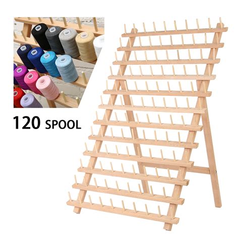 Foldable Thread Rack Wood Thread Holder 120 Spool Thread Wooden Storage