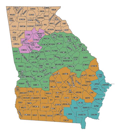 Georgia Map With Regions And Rivers United States Map