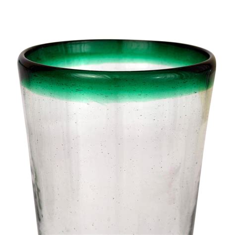 Handblown Glass Clear And Green Water Glasses Set Of 6 Conical Novica