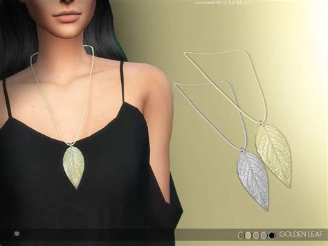 The Best Golden Leaf Necklace By Serenity Cc Sims 4 Cc Sims 4 Sims