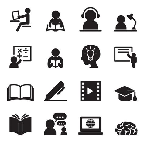 Study Learning Education Icon Set In Thin Line Style Stock Vector By Slalomop
