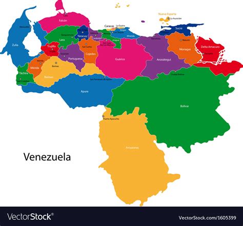 Venezuela Map Royalty Free Vector Image Vectorstock