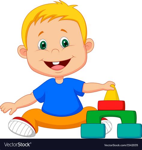 Cartoon Baby Is Playing With Educational Toys Vector Image