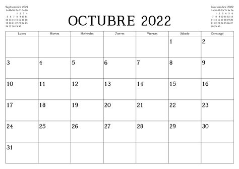 Calendario Octubre 2022 Planificador Docalendario
