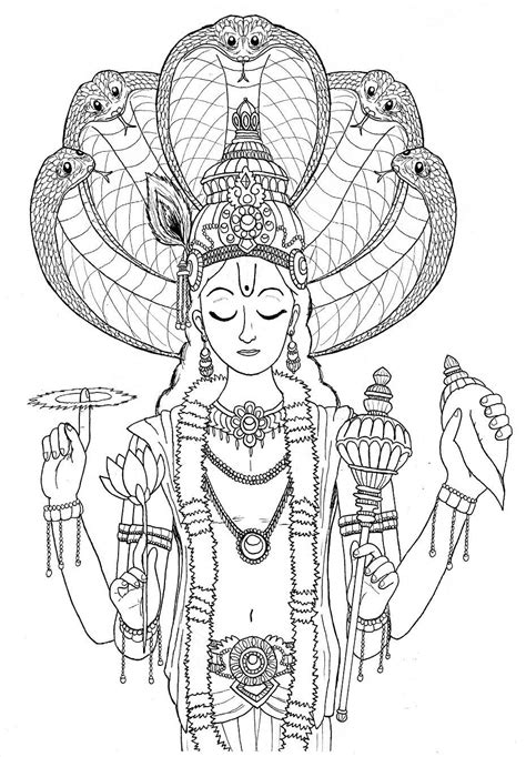 Hindu Gods Pencil Coloring Pages
